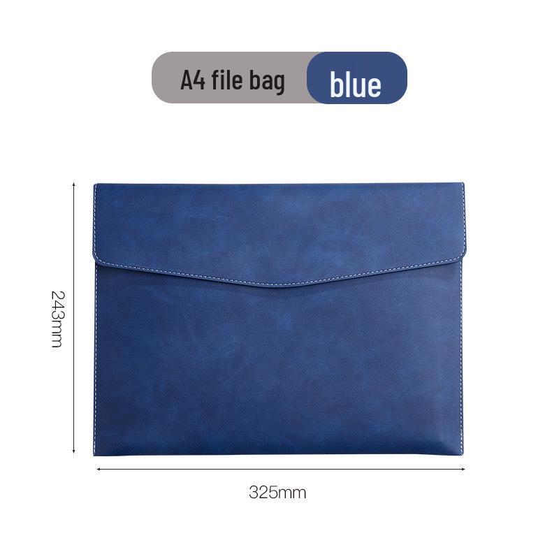 A4 Leather Office File Bag - Business Document & Contract Holder