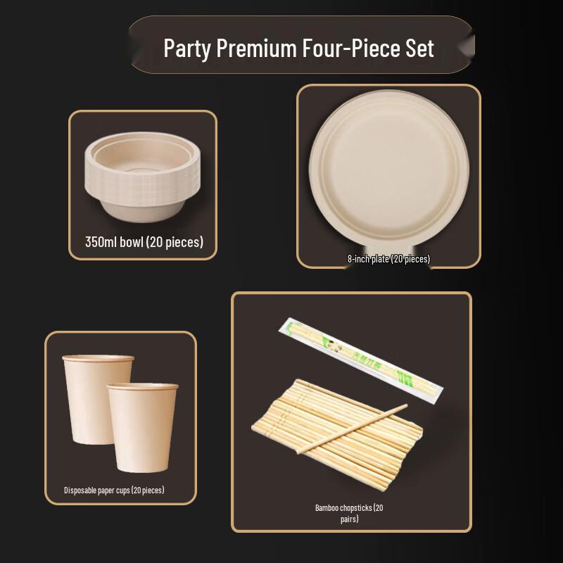 CIBO Disposable Round Paper Dinnerware Set
