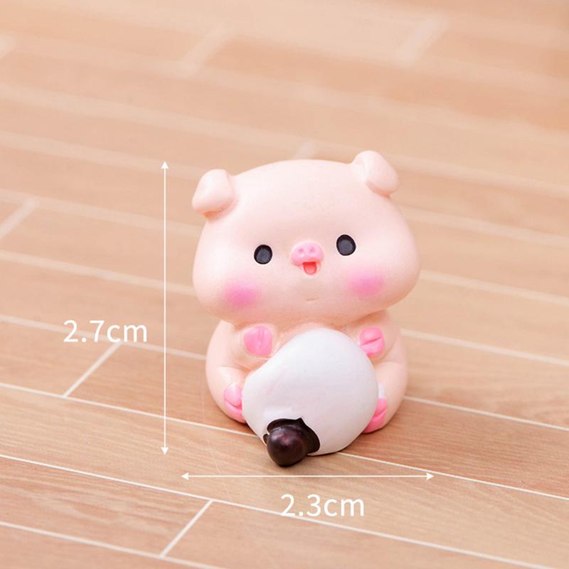 Cute Gourmet Pig Ornament Cartoon Piggy Figurine Car Desktop Decoration Micro Landscape Dollhouse Miniature Toy