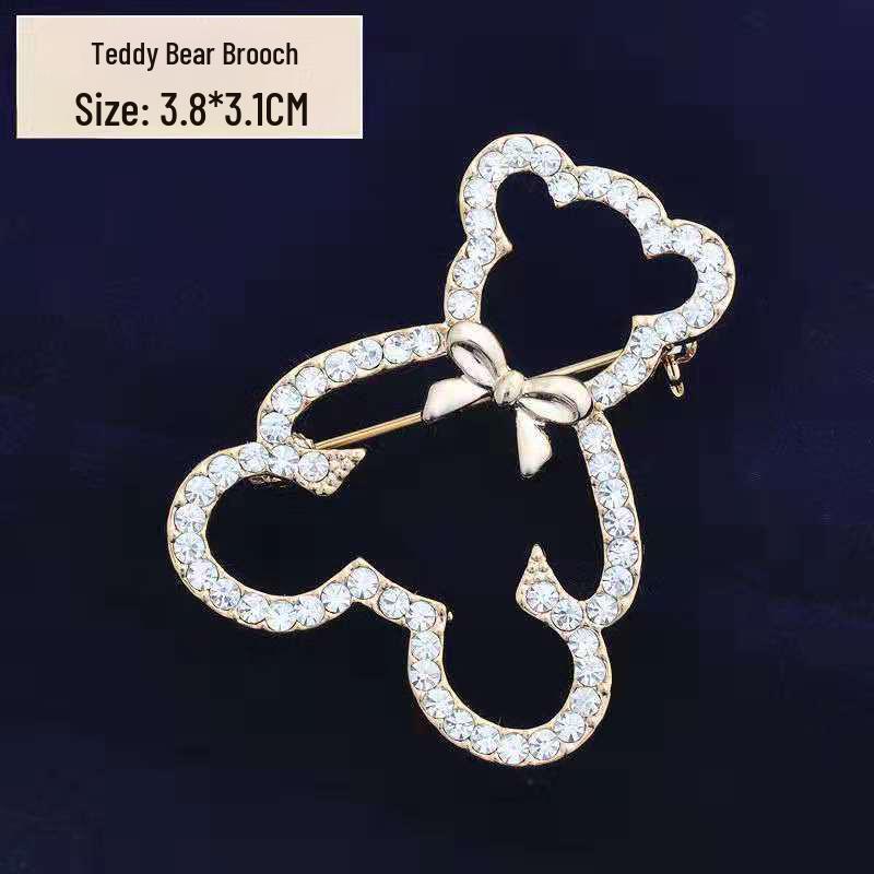 Elegant Women's Pearl & Rhinestone Cartoon Brooch Scarf Buckle with Diamond-Studded Alloy Corsage