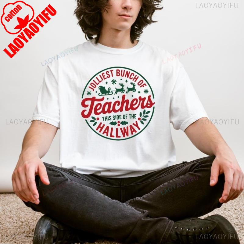 Jolliest Bunch of Teachers DTF Transfer Ready To Press Festive Christmas Design Unisex Allmatch Casual Printed Tshirt Tops S