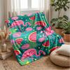 Flamingo Watermelon Paradise Theme Blanket Lightweight Warm Flannel Blanket Decorative Throw Blanket for Home Decoration