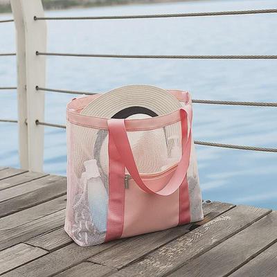 Solid Color Beach Bag: Portable Outdoor Travel and Swimming Storage Solution