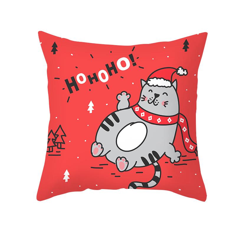 Christmas Pillow Cover Peach Skin Cartoon Print Santa Claus Pillow Home Living Room Sofa Cushion Cover
