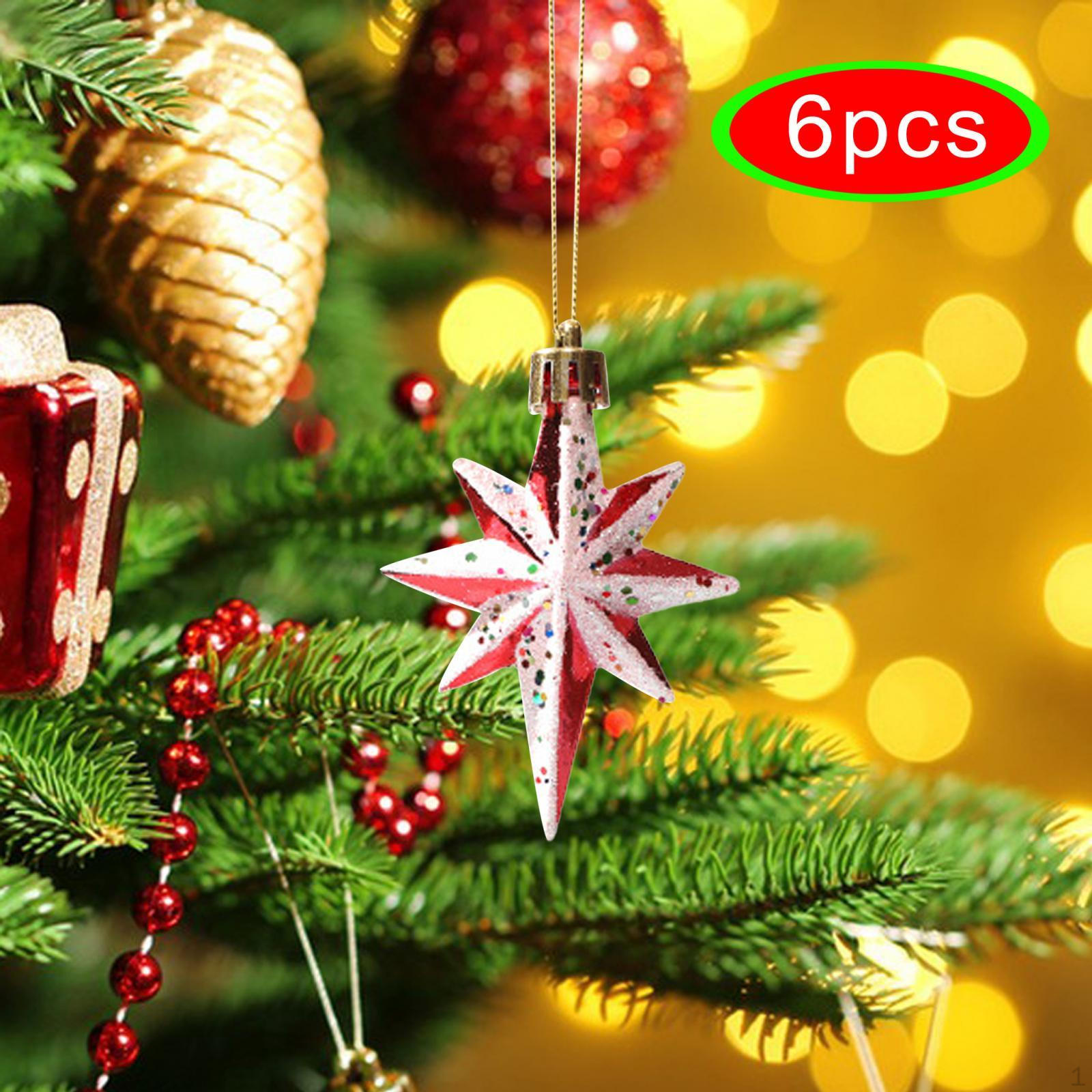 

Украшения для елки, Украшения с веревкой, Красивые подвесные подвески, 8 Pointed Star 6PCS