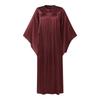 Women O Neck Batwing Sleeve Pleating Casual Long Oversized Dress Robes