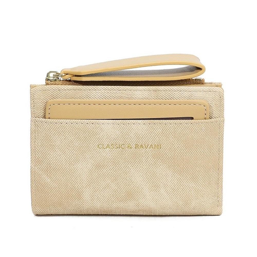 

Кошелек на кнопке, складной, с несколькими отделениями для карт, из ПУ, модный женский короткий кошелек для бизнеса абрикосовый