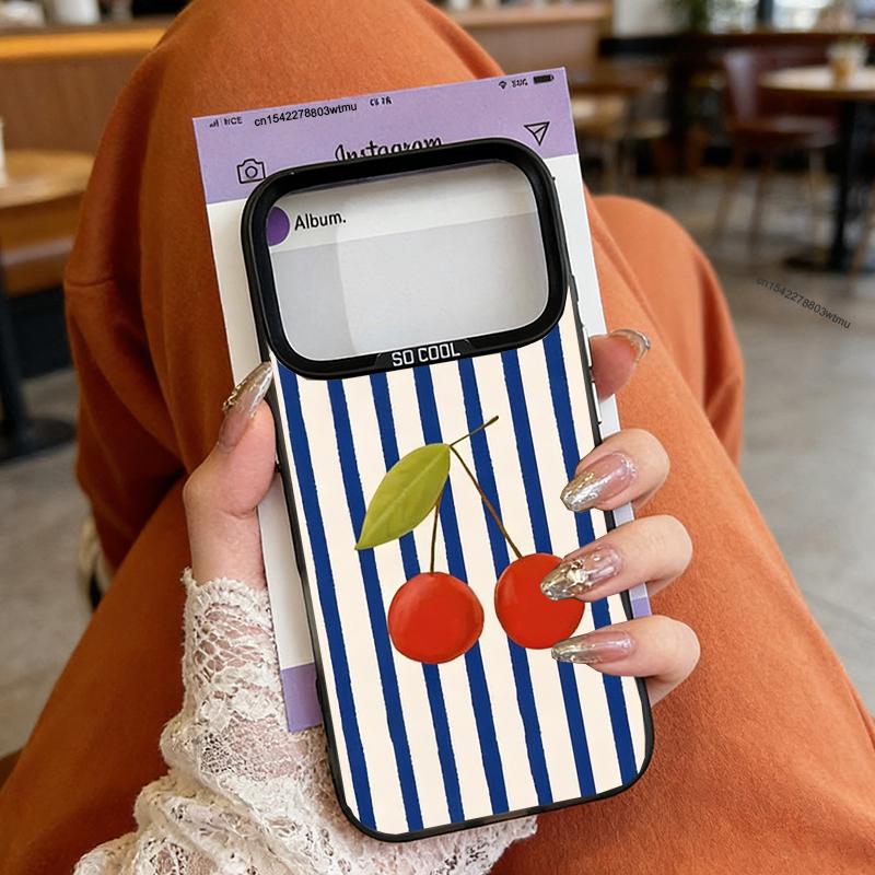 

Fresh Summer Fruit Lemon Cherry Striped Phone Case for Samsung Galaxy S26 S25 S24 S23 S22 S21 Note20 FE Ultra Edge Plus 4G 5G Samsung S25 Plus 5G