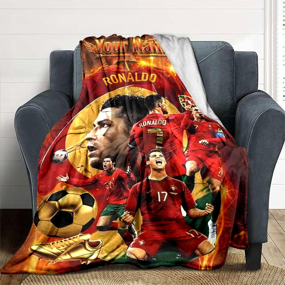 1pc Number 7 Soccer Blanket with Custom Name, Gift, for Men and Women, Soft Blanket, Good for Sofa Bed Couch Travel, Lightweight Flannel Blanket