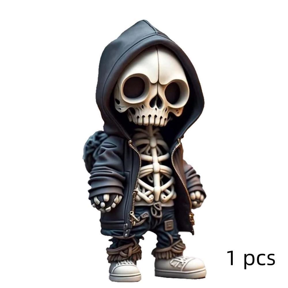 Skeleton Statue, Horror Movie Garden Dwarf, Halloween Skeleton Statue Decoration Set Cute Skeleton Resin Interior Decoration