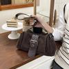 Modische Breite Lederriemen Schultertasche Große Kapazität Y2k Achseltasche Kunstwildleder Damen Klappe Pendler Handtasche