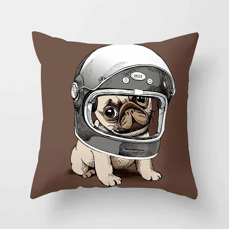 Cute Pug Bulldog Sofa Decorative Cushion Covers Pillowcase For Living Room Personalized Polyester Pillow Case 45*45 Home Decor