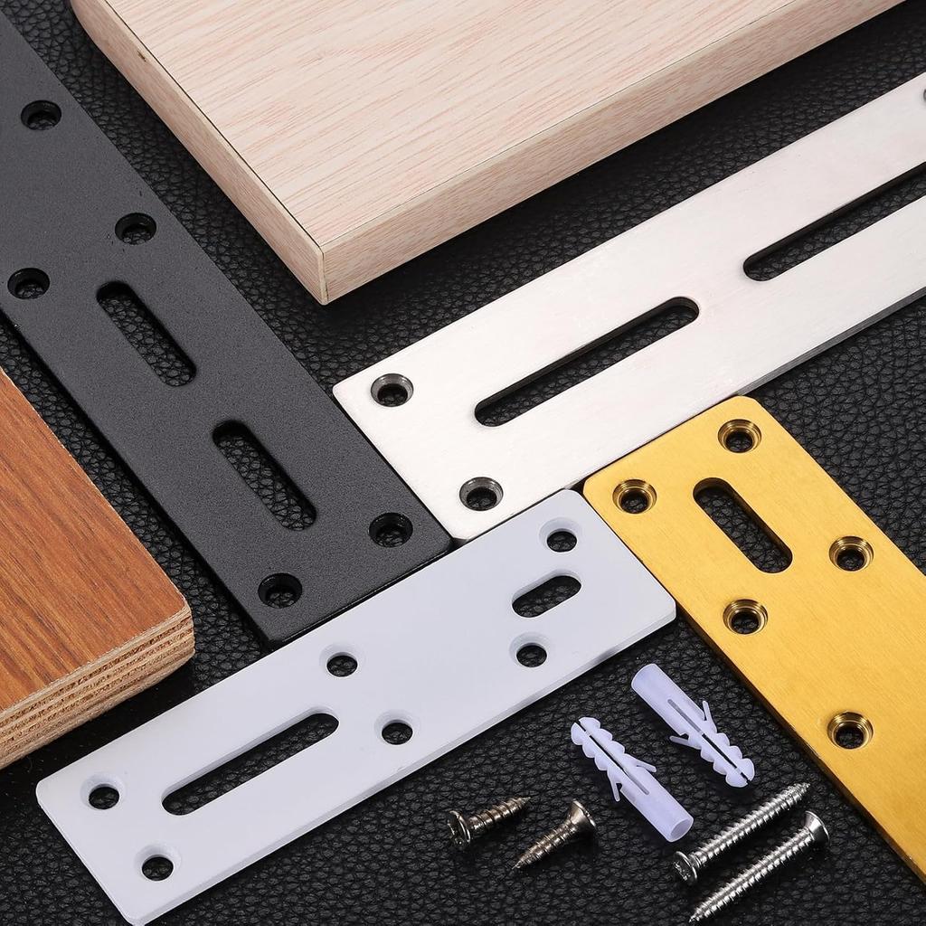 Heavy Duty Straight Steel Flat Bracket 2Pcs Metal Mending Plate Reinforcement Repair Plate with Screws for Furniture Fixing