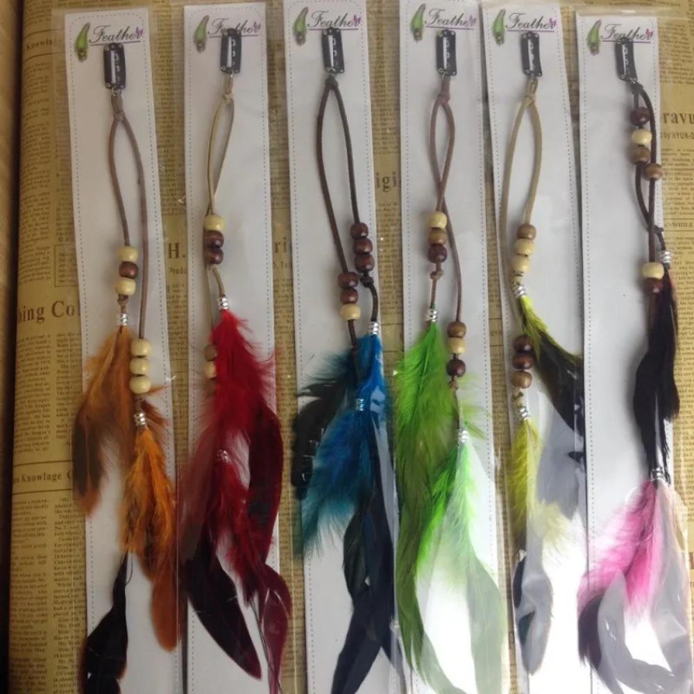 1Pc Boho Feather Headbands Wig Beaded Feather Headdress Handmade Hair Clip Girl Hairs Accessories High Quality Fashionable Tools