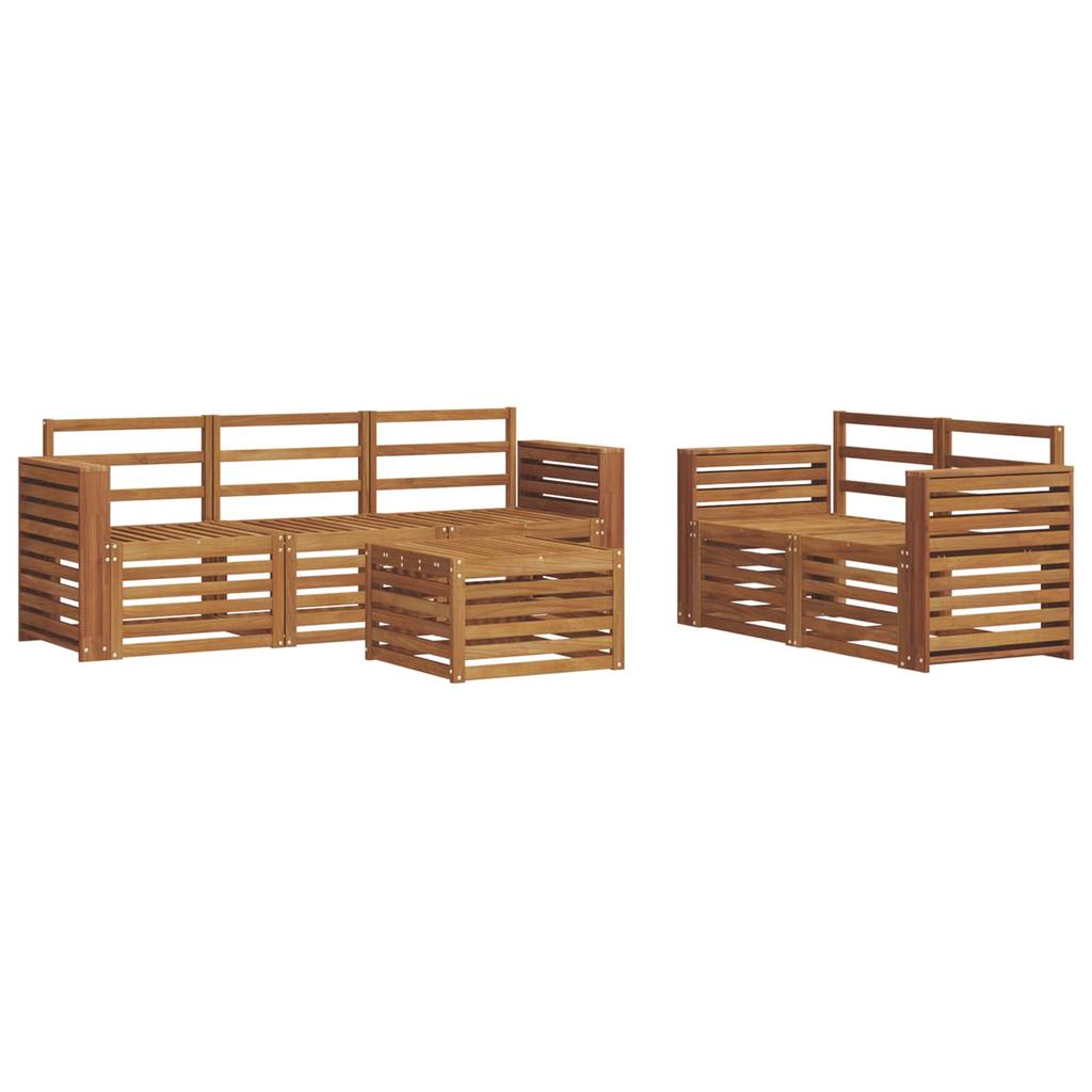 Outdoor Sofa Set 6 Pcs Natural Solid Acacia Wood