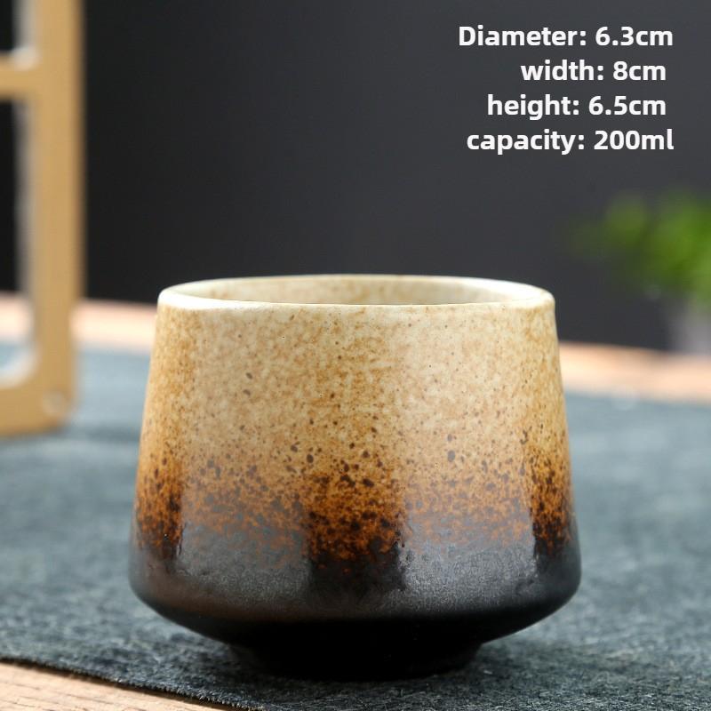 Vintage Japanese Raku Pottery Tea Cup Handcrafted Coarse Ceramic Kung Fu Cup Kiln Glaze Unique Design for Home Use