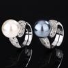 Jewelry Copper Platinum Plated Pearl Temperament Niche Design Ring 14Mm