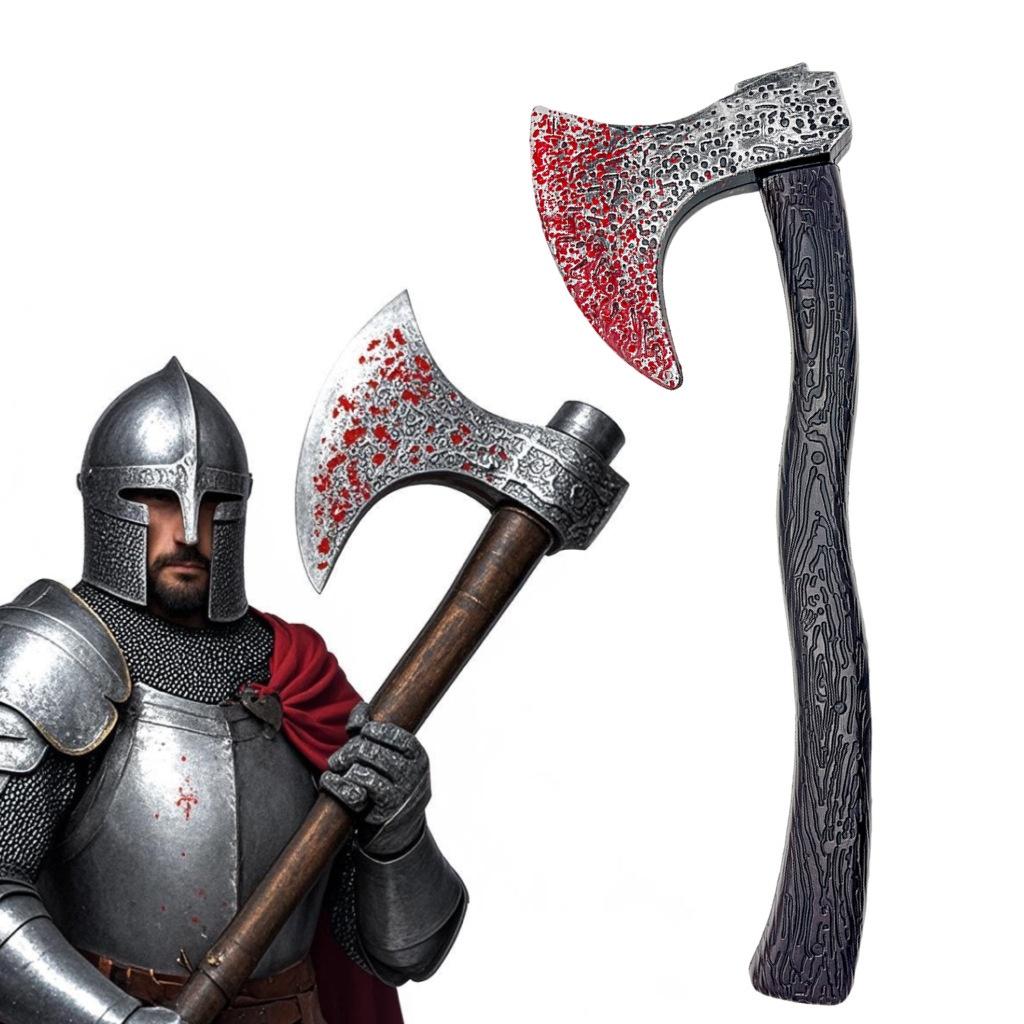 Halloween Cosplay Medieval Plastic Axe Makeup Props, Christmas Party Toys Simulation Bloody Props Axe