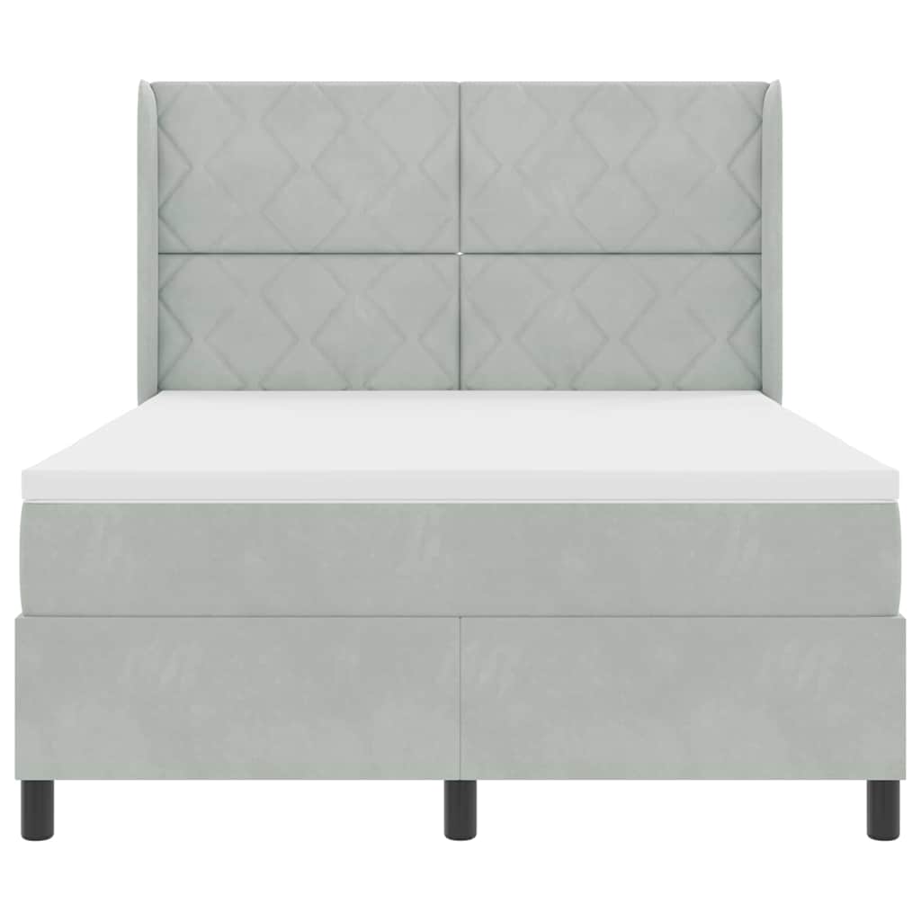 Boxspring Bed with Headboard Light Gray 160 x 200 cm Velvet