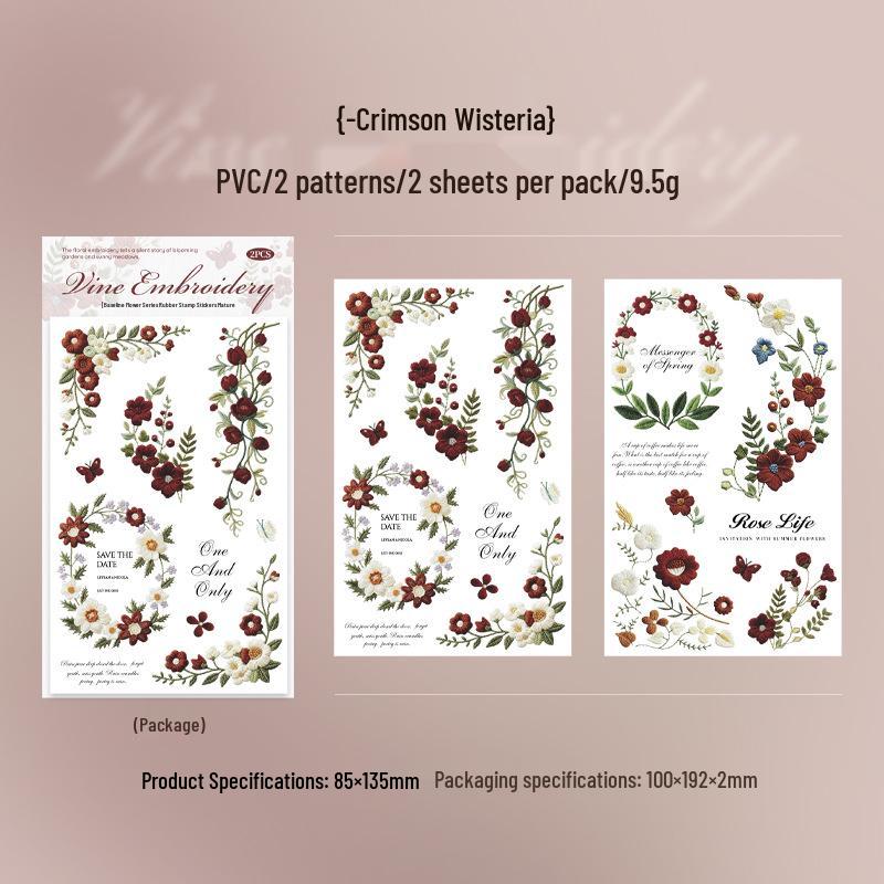 

Tomato Sauce Girl Vine Embroidery Series: Flower Transfer Stickers for Journals (6 Styles)