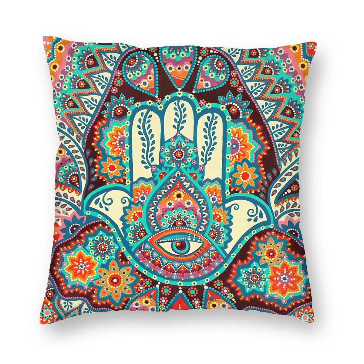 

Рука Хамса Богемный Чехол для Подушки Декорация Хиппи Бохо Наволочка Декоративная Подушка для Гостиной Двусторонняя Печать 50x50cm 20x20in