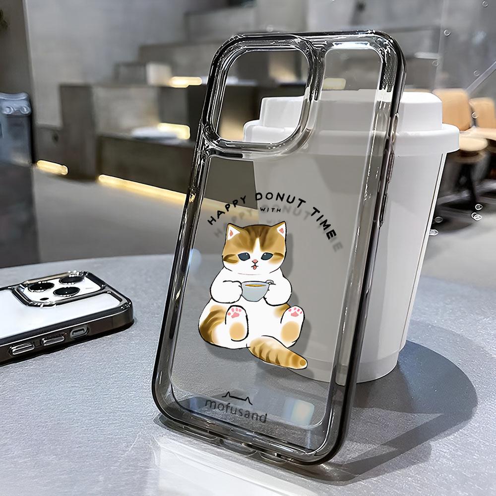Phone Case For Iphone 17 16 Pro Max 15 14 13 12 11 Plus 16 17 Soft Cover Coffee Cat For Iphone Air Case Cover