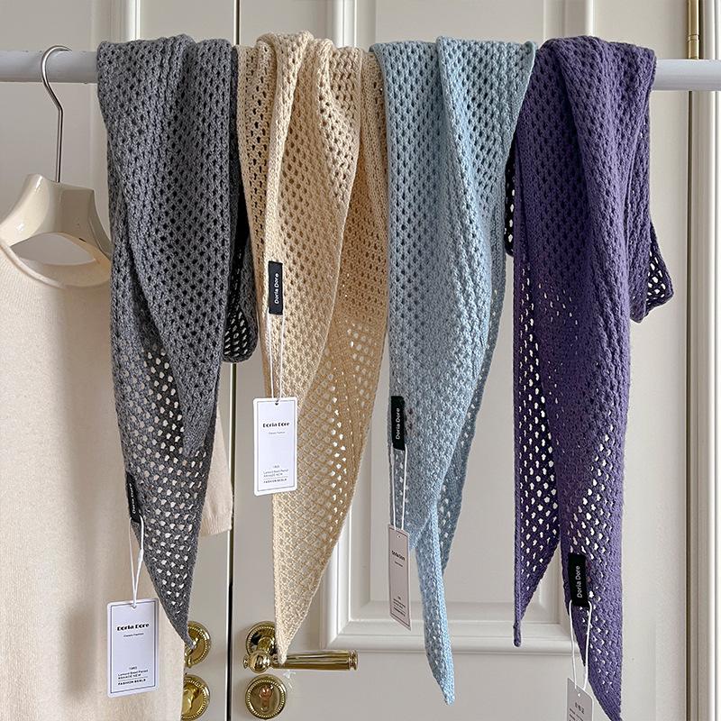 Wool Fashion Hollow Knitted Triangle Scarf Shawl With Women'S Vest Scarf High-End Skirt Waist Scarf Waist Versatile Scarves
