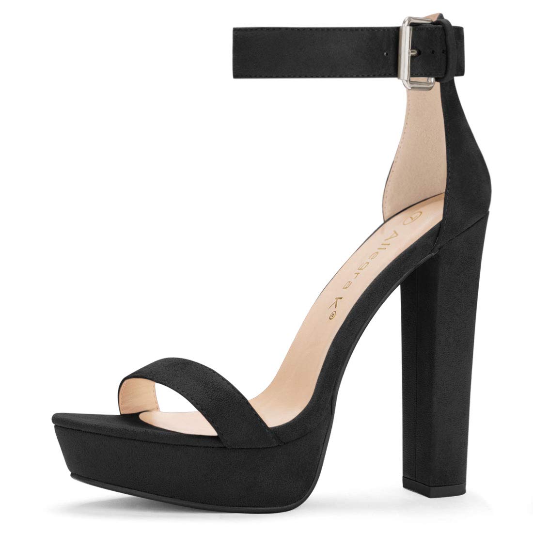 

Allegra K Platform Sandals, High Chunky Heel, Ankle Strap, Women s, Black, Size 23.0 cm