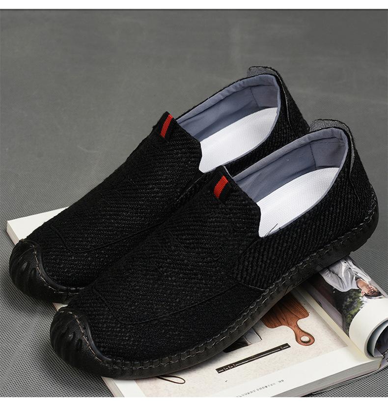 

Old Beijing cloth shoes for men with soft soles, wear-resistant, breathable and light, one-pedal lazy, middle-aged and elderly father, casual shoe 39