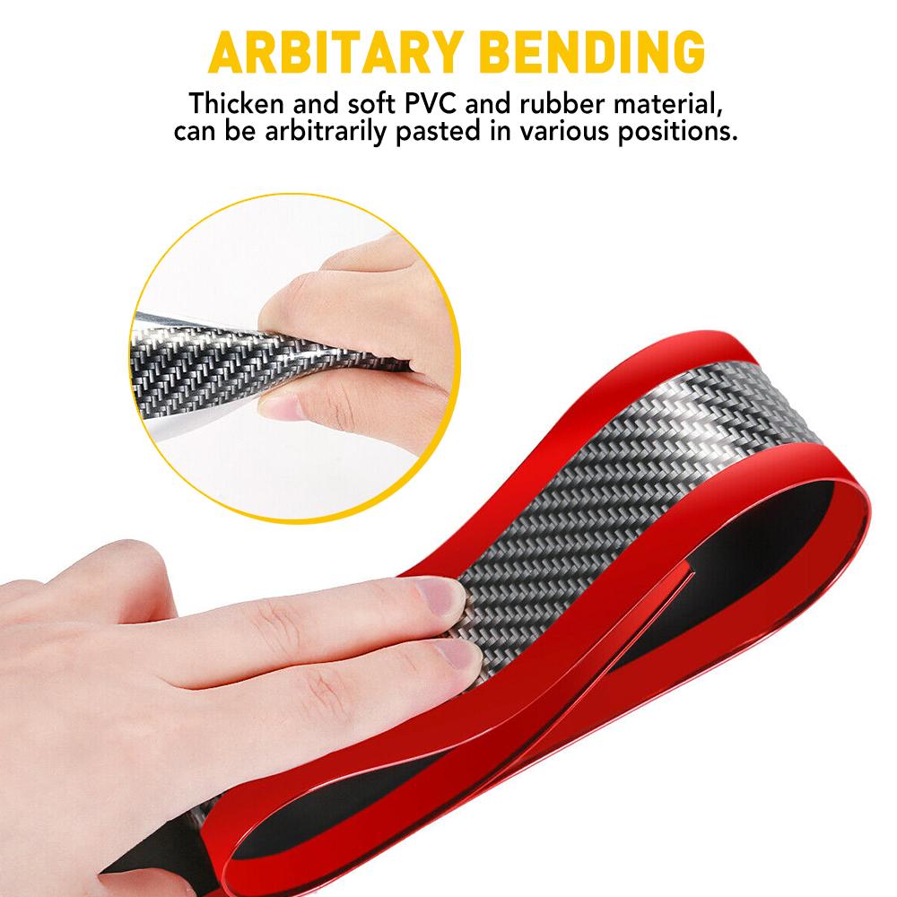 1Pcs Car Sticker Bumper Guard Decal Door Plate Sill Scuff Anti Scratch Red Carbon Fiber Auto Accessories