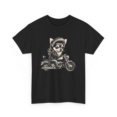Unisex Erwachsenen T-Shirt Vintage Stil Chihuahua Hund Vokuhila Motorradjacke Lustig