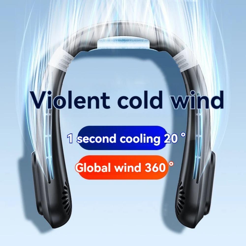 Summer Lazy Person Hanging Neck Fan Outdoor No Leaf Silent Small Fan Air Conditioning Fan Charging Portable Travel Small Electri