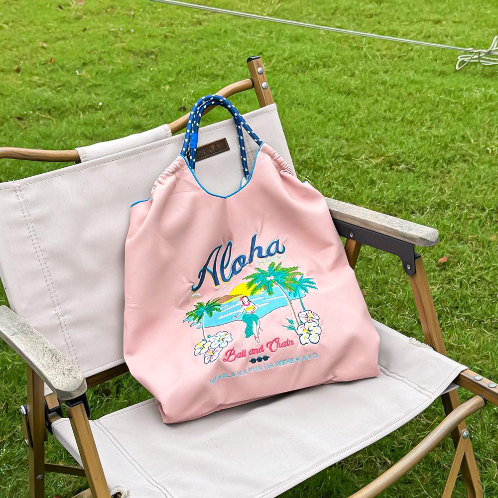 Japanese Style Embroidered Leather Tote Bag - Women's Large Capacity Shoulder Handbag