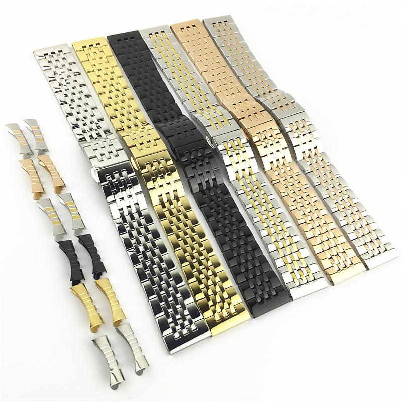 12mm 14mm 16mm 18mm 19mm 20mm 21mm 22mm Solid Stainless Steel Watch Strap Flat Head / Elbow Dual Purpose Butterfly Clasp Strap