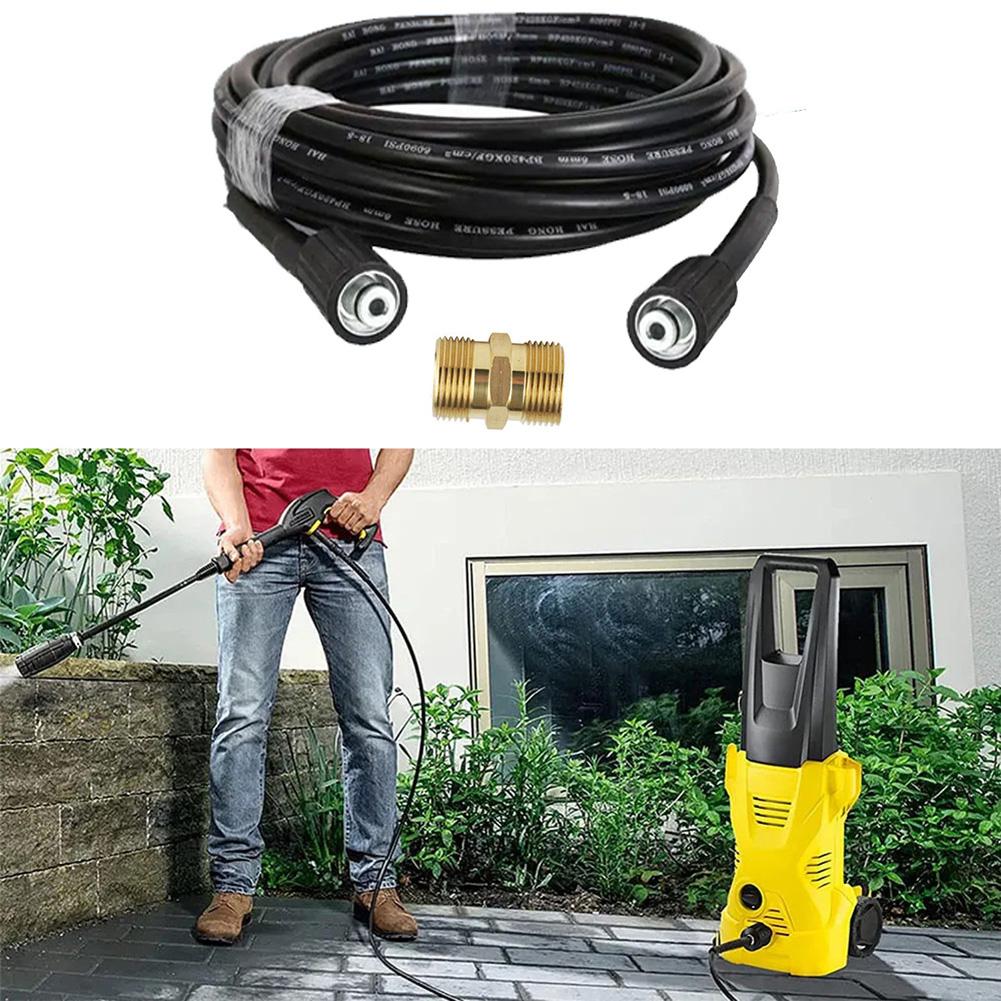 M22 Connector Pressure Washer Hose For Car Cleaning Rubber Construction Leak-proof Performance Steady Water Flow