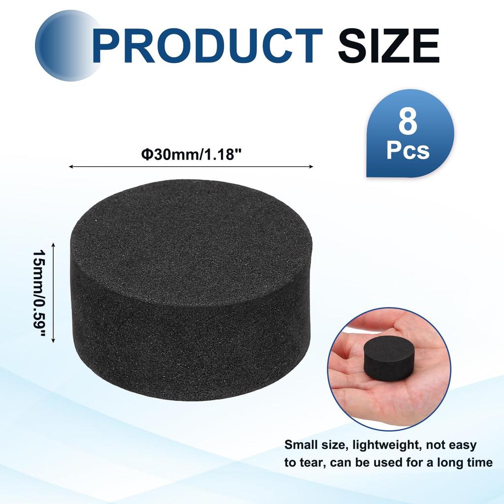uxcell Vibration Damping Pads for 15mm EVA High Hardness Cushioning Black Speakers, 30mm, 8-Pack, Height, Vibration-Absorbing Rubber, Foam, 60,
