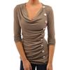 Cotton Long Sleeve T Shirt With Single Breasted Slim Fit And V Neck For Office Wear
