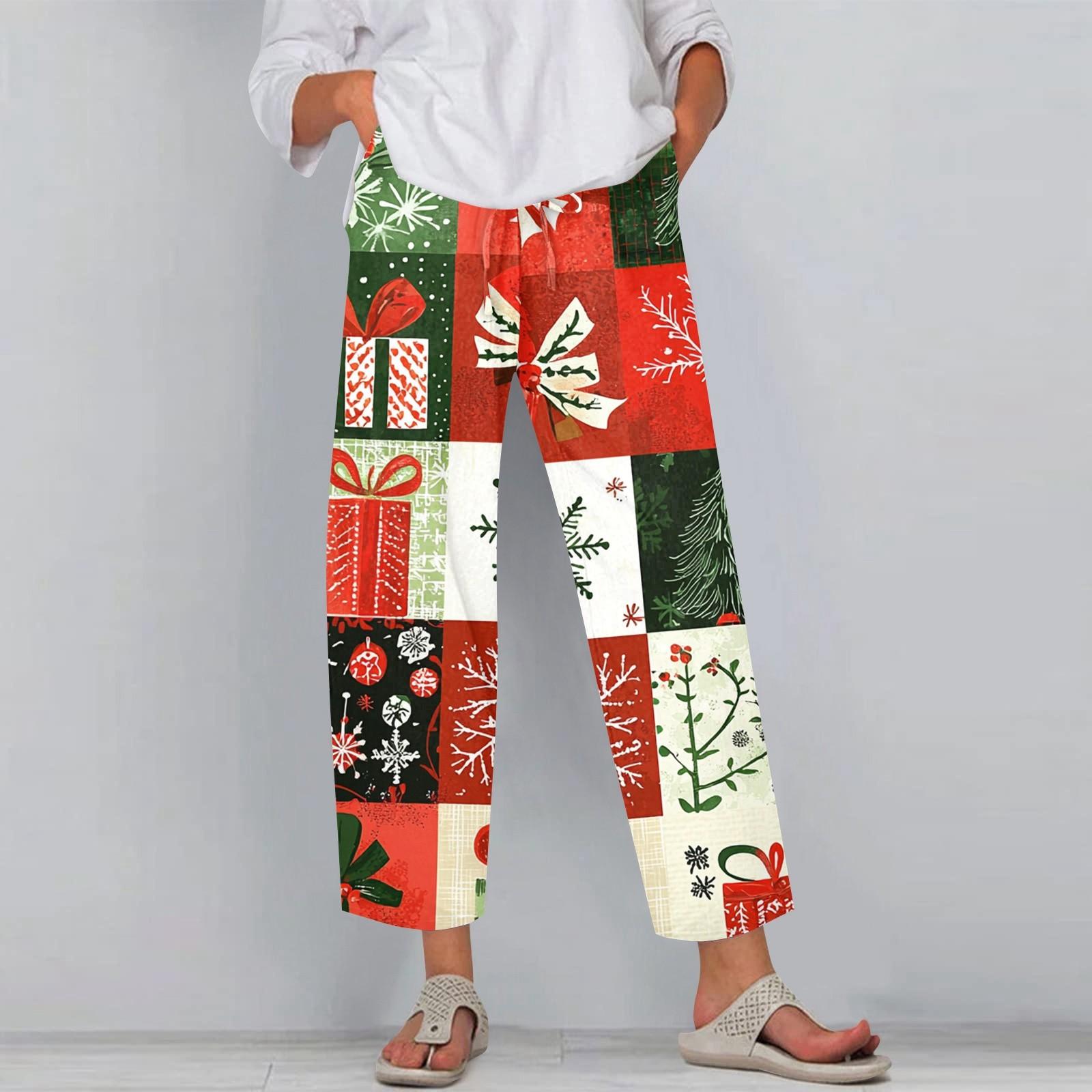 

Жіночі модні повсякденні штани з принтом на шнурках і еластичною талією XXXXXL Кіновар