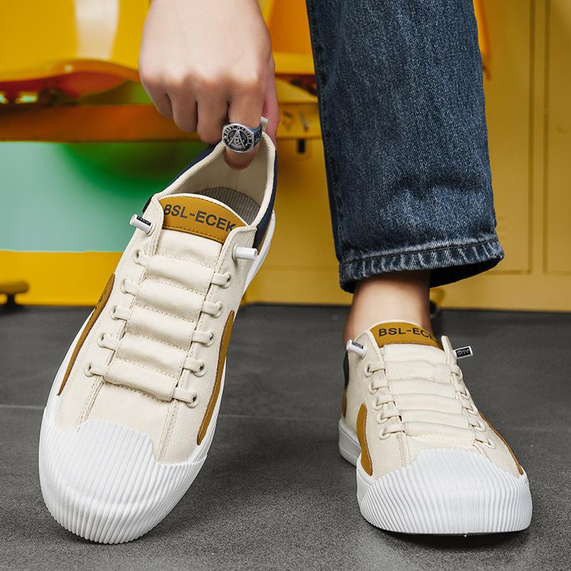Canvas Elastic Band Foot Shoes Daily Outdoor Breathable Comfortable Flat-Bottomed Sports Men'S Shoes Casual Shoes