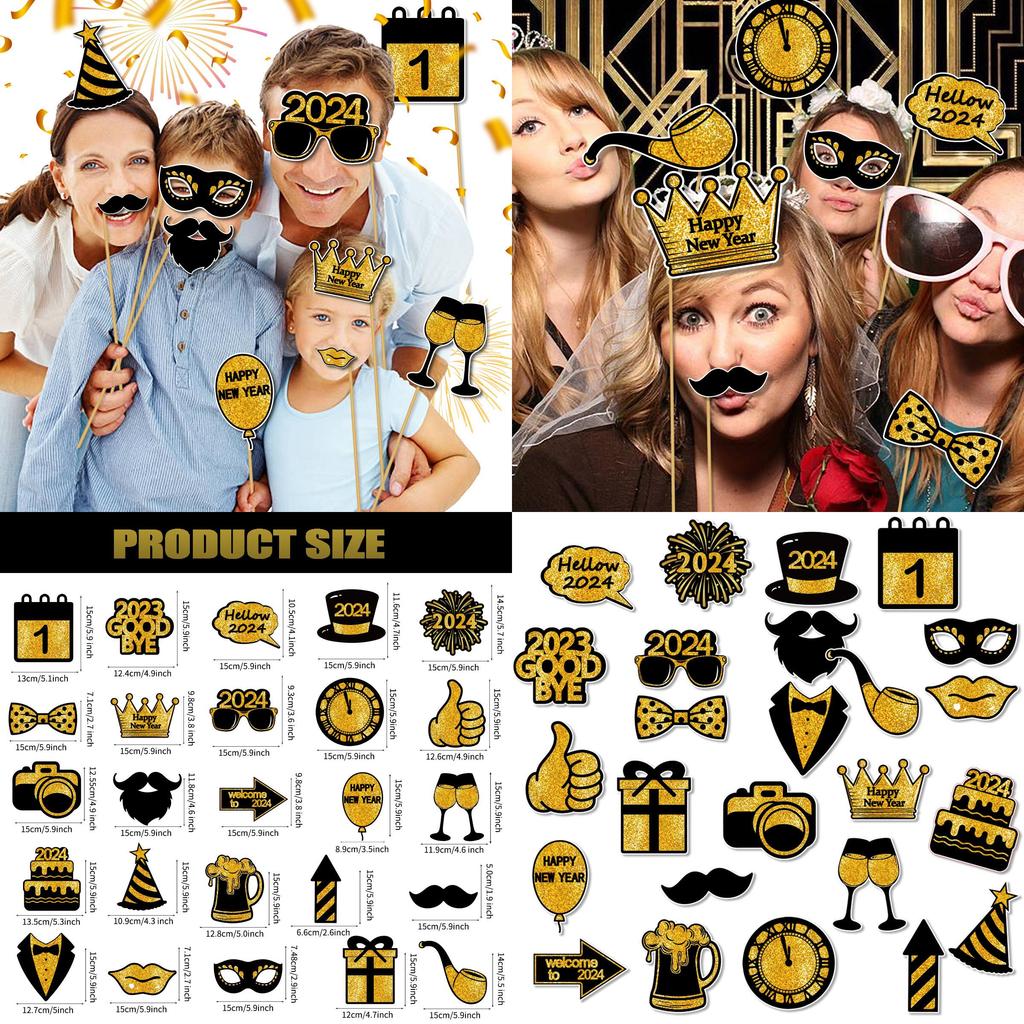 2024 New Year Party Funny Photo Props Wholesale Decorative Photography Accessories