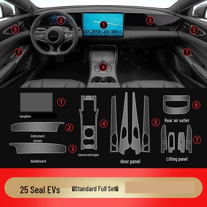 Transparent Interior Film for BYD Seal EVI Console Screens - Fits 25 Models