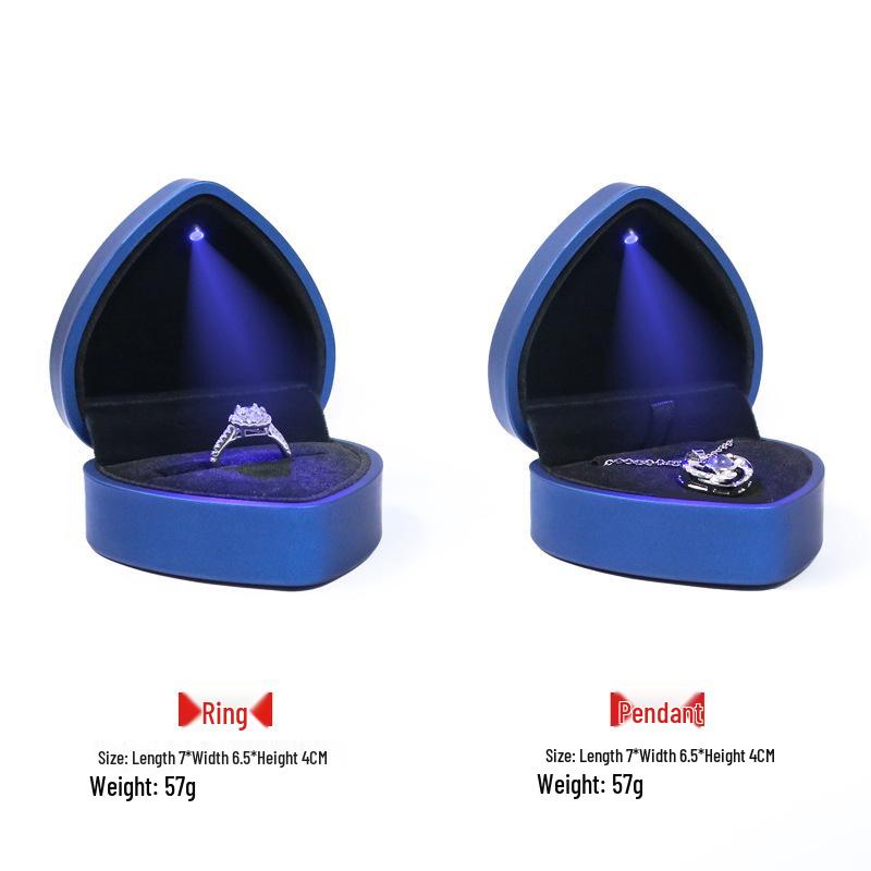 Heart-Shaped LED Light Jewelry Box for Rings & Necklaces