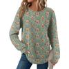 Women's Fashion Long Sleeve Floral Loose Long Sleeve Round Neck Casual Top