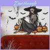 Halloween Witch Skeleton Wall Sticker For Living Room And Bedroom Decor Pvc Material