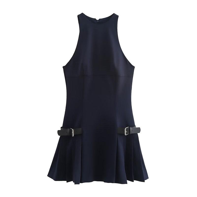 Fashion Y2K Pleated Mini Dress For Women 2025 New Elegant Sleeveless O-neck Chic Evening Short Dress Female Club Party Vestidos