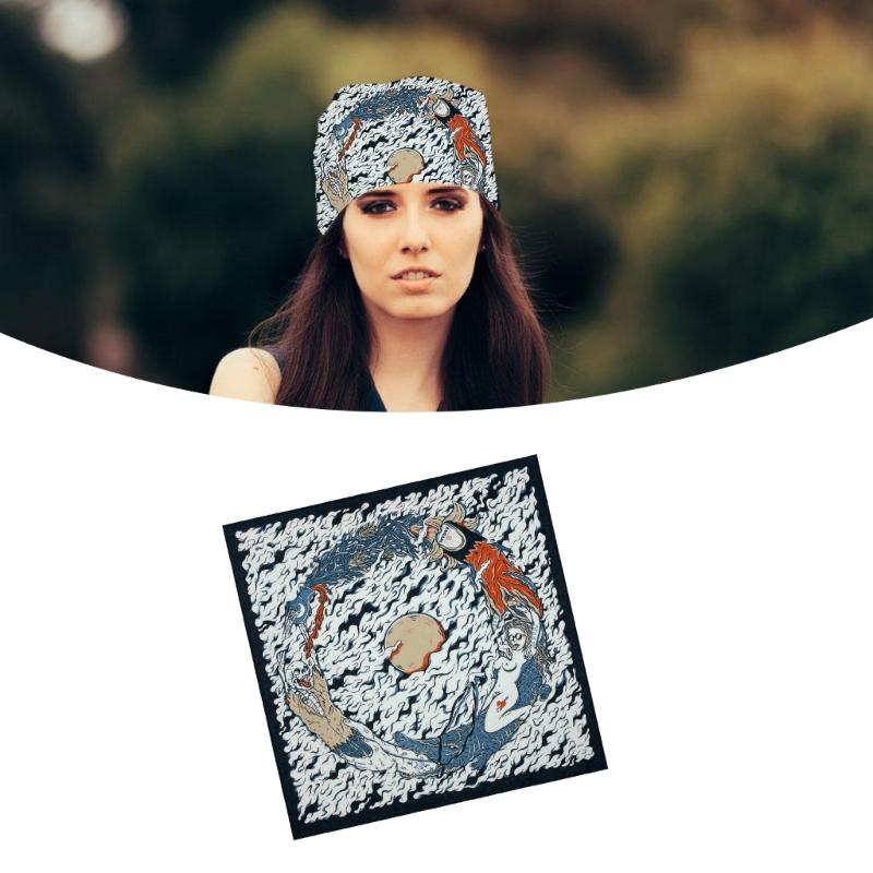 Skull Pattern Digital Print Headscarf for Street Dance Halloween Head Covering Outdoor Activity Hiking Cycling Headscarf