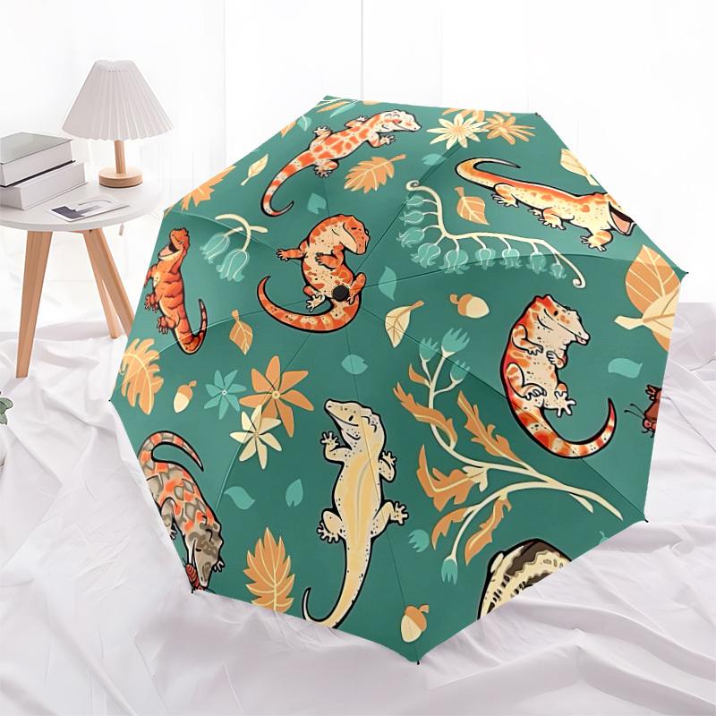 1pc Lizards and Nature Automatic Folding Umbrella - Portable Collapsible Design, 8-Rib Iron Frame, Casual Outdoor Accessory yy251215203