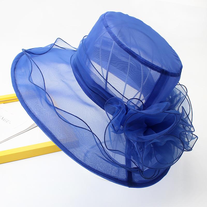 Hat Female Summer Hepburn Eugen Flower Vacation Beach Sunscreen Shade Flat Top Sun Hat Big Brim