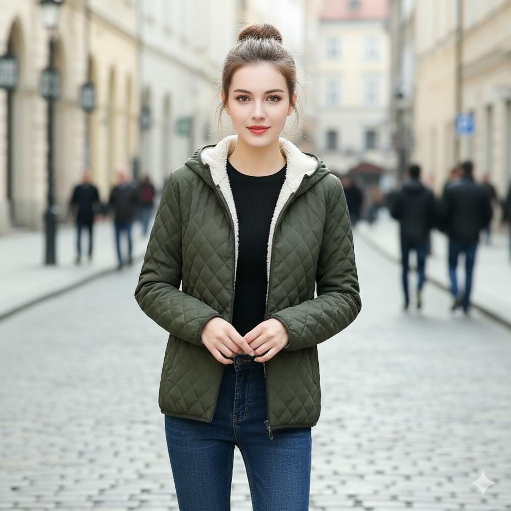 

Women s Short Lightweight Cotton-padded Jacket Casual Plus Velvet Thickened Cotton Coat Women s Lamb Wool Coat XXXL армія зелений колір