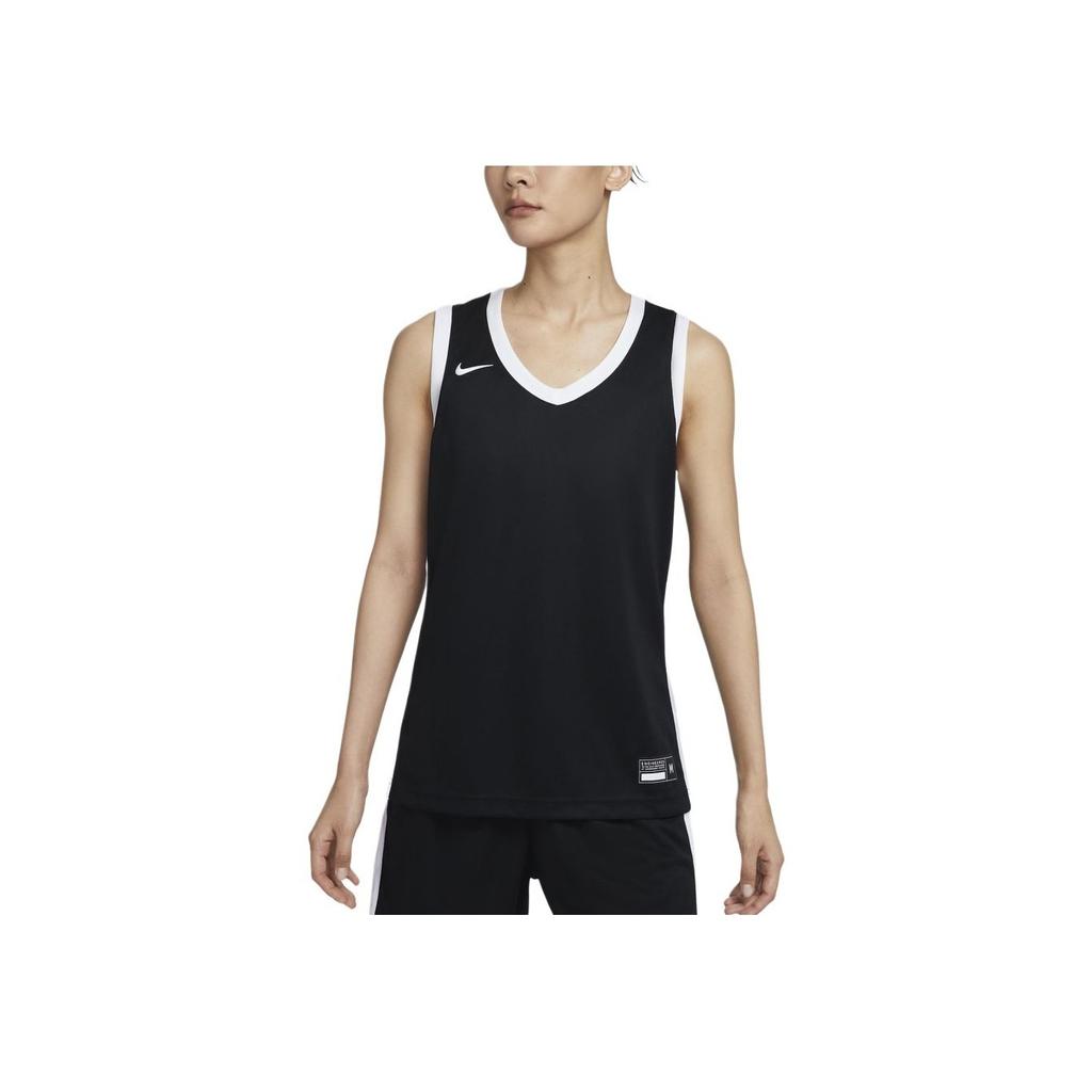 Nike SS24 Dri-Fit Letter Color Block Logo Print Quick-Dry Henley Neck Sleeveless Basketball Jersey Women Jersey Black HF0517-012
